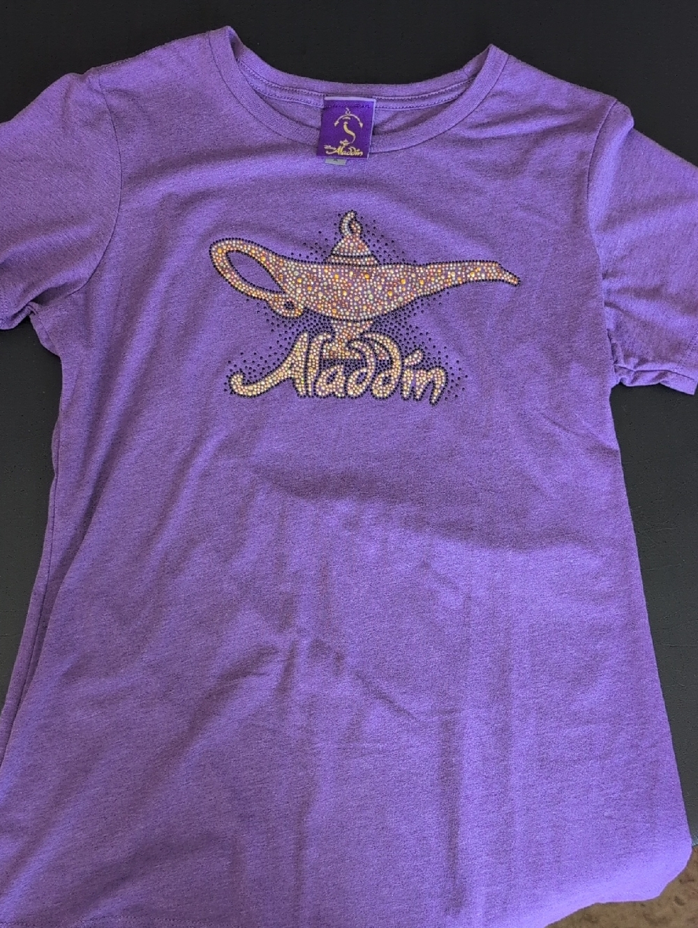 Disney Aladdin Purple Kids Tee with Rhinestone Genie Lamp